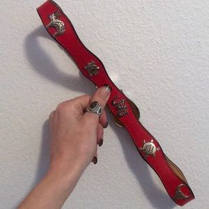 Vintage southwest animal snake metal red leather